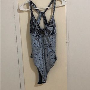 Aerie teal velvet cut out lingerie/body suit